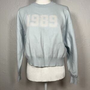 Taylor Swift 1989 Stella Tweed M Knit Crewneck Light Blue Sweater TV Eras Tour